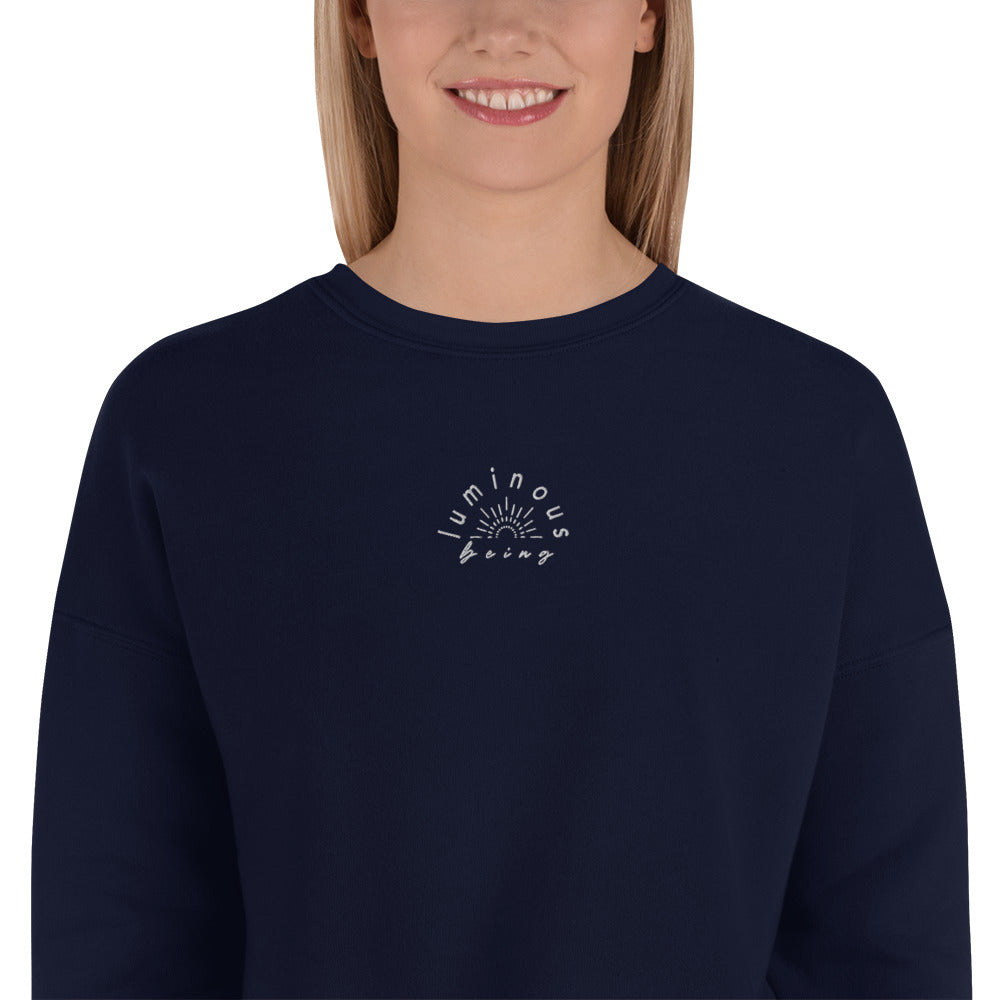 'LUMINOUS BEING' - EMBROIDERED CROP SWEATSHIRT